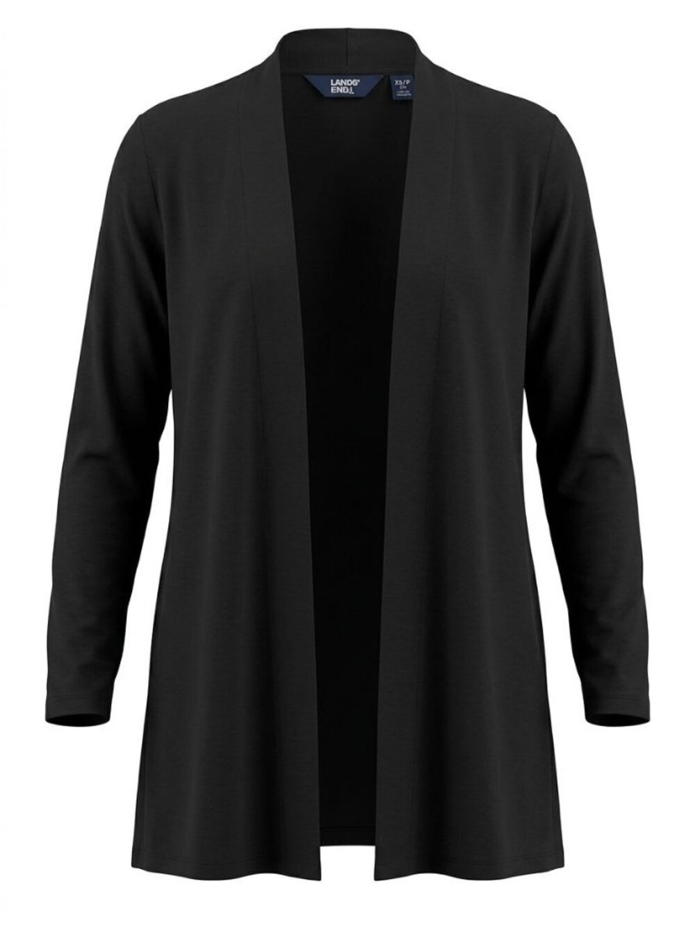 NWOT Lands End Jersey Open Front Cardigan Sz XS Black Lightweight Long Draped